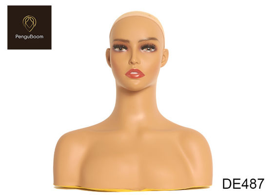 Strong Practicality W36cm Pretty Mannequin Head With Shoulders Human Skin