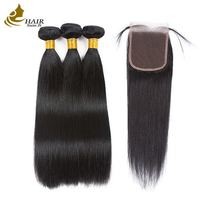 calidad  Unprocessed Brazilian Remy Human Hair Extensions Straight Bundles With Closure fábrica