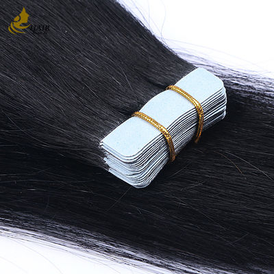 Cuticular alineada 16 pulgadas de cinta en extensiones de cabello vírgenes Remy Pelucas Negro