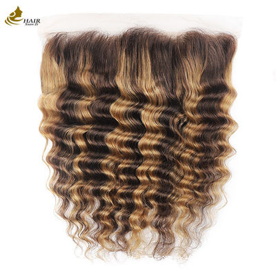 Piano 4/27 Onda profunda encaje cierre frontal cabello brasileño transparente cierre 13X4
