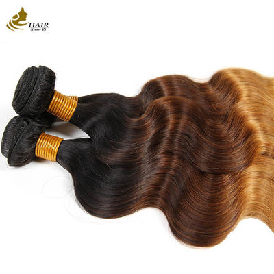 Ombre Body Wave Cabello virgen brasileño Tejido de cabello humano Con cierre