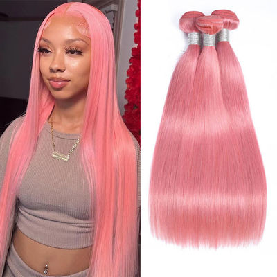 100% de fábrica de venta al por mayor de tejidos de pelo humano rosa sin procesar