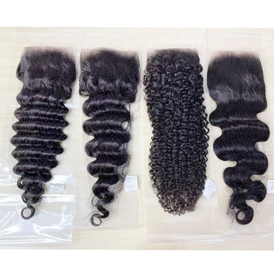 Enlace transparente fino sin procesar 100% de cabello humano natural 4X4 Cerradura de encaje