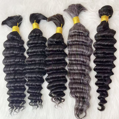 Cabello humano a granel de onda profunda doble para trenzar negro natural