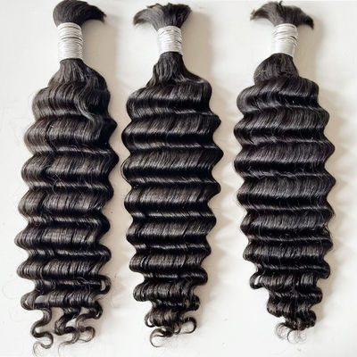 Cabello humano a granel de onda profunda doble para trenzar negro natural
