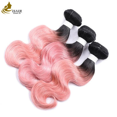 Precio de fábrica Cabello humano virgen indio en bruto 1b/Corpo de color rosa con onda de cabello humano
