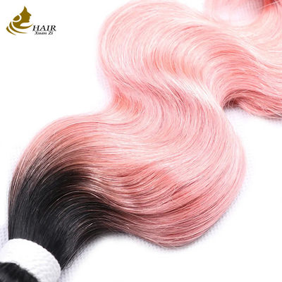 Precio de fábrica Cabello humano virgen indio en bruto 1b/Corpo de color rosa con onda de cabello humano