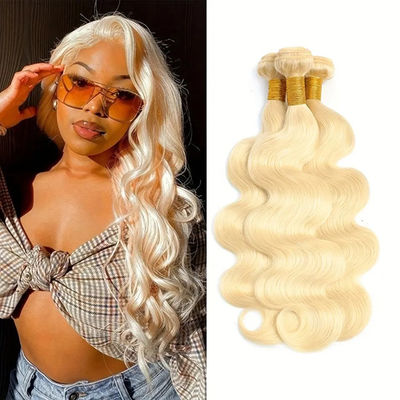 Venta al por mayor de cabello humano virgen vietnamita doble 613# color rubio cuerpo ondulado pelo paquete