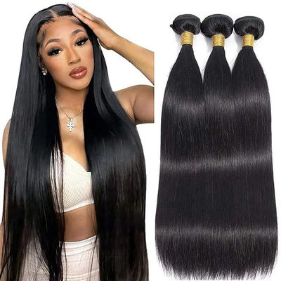 Cabello de tejido humano virgen Remy Cabello de paquete recto doble dibujado negro natural