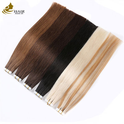 Cintas de tejido de piel humana Remy Extensiones de cabello de doble cara cinta rusa 8 "-30" longitud personalización
