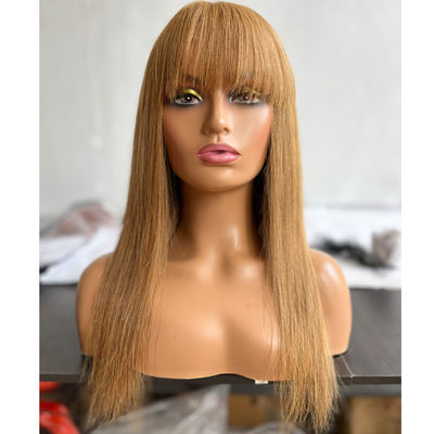 Hetero 27# Color Cabello humano Virgen brasileña Pelucas frontales con flecos