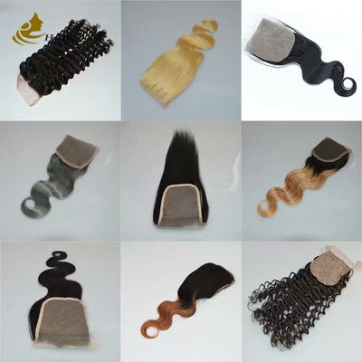 Cabello humano virgen chino recto 4X4 13*4 Cerradura de encaje
