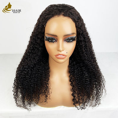4*4 Frontales de encaje de cabello humano virgen natural negro pelucas de rizos con tiras antideslizantes