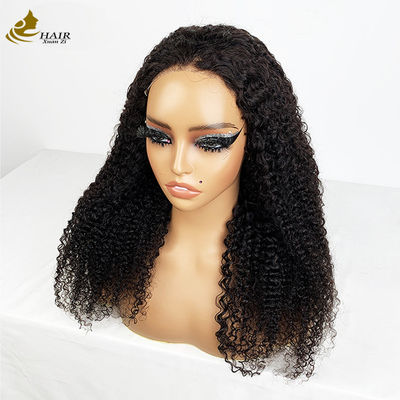 4*4 Frontales de encaje de cabello humano virgen natural negro pelucas de rizos con tiras antideslizantes