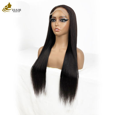 Vendedores al por mayor 6*6 de encaje frontal cabello humano virgen negro natural pelucas rectas con tiras antideslizantes