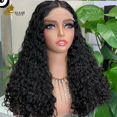 Sin pegamento 5 * 5 Transparente encaje Frente Cabello humano natural Sin pegamento de seda superior Full Lace Peruca