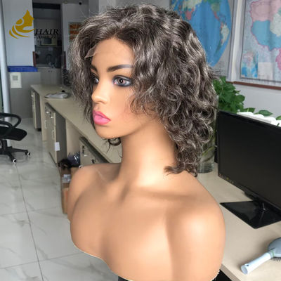 Personalizado Gery 5*5 HD Wave de cuerpo sin pegamento Top de seda Full Lace Peruca