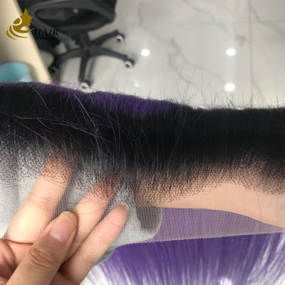 T1b/Cabello humano virgen liso púrpura con encaje 13*6 con encaje marrón claro