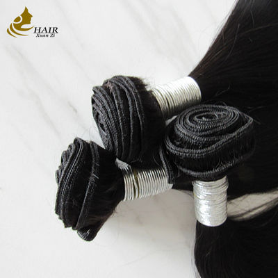 30 pulgadas rectas natural negro virgen de pelo humano paquetes con 20 pulgadas 4 * 4 cierre
