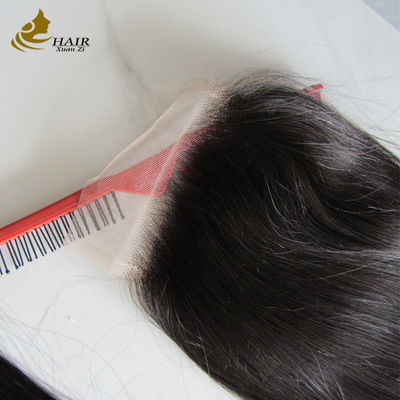 Cierre de encaje transparente 4*4 de 20 pulgadas, cabello humano liso negro natural en venta