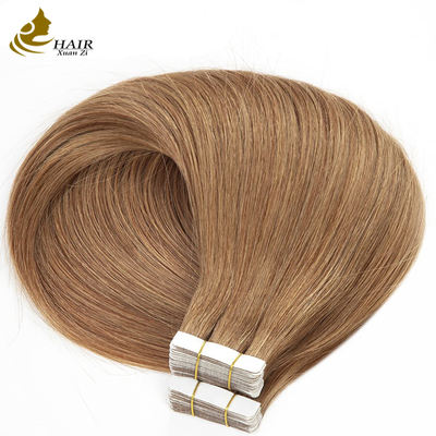 #30 Extensiones de cabello humano con cinta adhesiva, color liso, virgen, para mujer