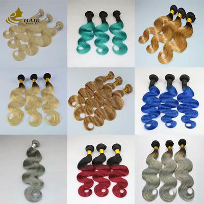 100% de la cutícula humana de la onda del cuerpo alineado 613 Virgin Ombre Human Hair Extensions Bundles