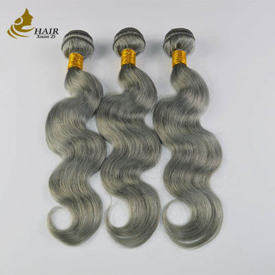 Grey Ombre extensiones de cabello humano paquetes de 26 pulgadas con cierre