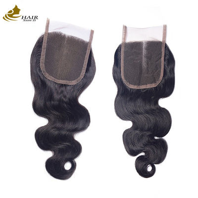 130 Densidad del cabello humano Cerramiento de encaje Corpo negro natural onda 4x4