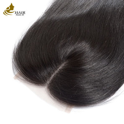 Cabello recto encaje suizo cierre frontal 4x4 color natural parte media