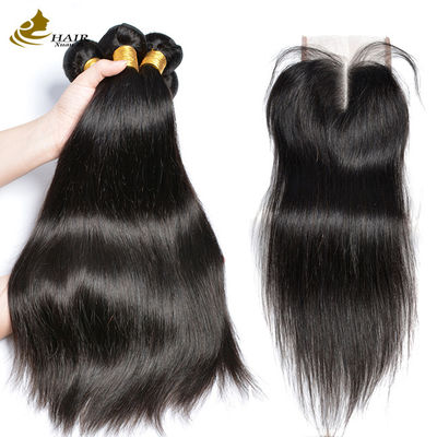 No procesado 3 paquetes de cabello virgen paquetes de pelo humano color natural con cierre