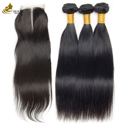 OEM 18 pulgadas natural negro recto crudo de pelo humano virgen con cierre