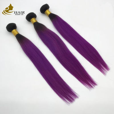 1B Color morado Ombre Extensiones de cabello humano Envases de Remy de cabello humano