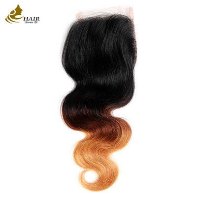Precio de fábrica Ombre Extensiones de cabello humano 1b/4/27 Cabello virgen brasileño Body Wave Bundles con cierre