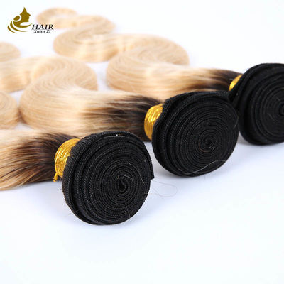 1B Blonde Ombre Extensiones de cabello humano Remy Weave Wig Bundles con cierre