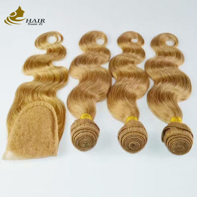 Brown Remy Ombre Extensiones de cabello humano Body Wave Bundles con cierre de encaje