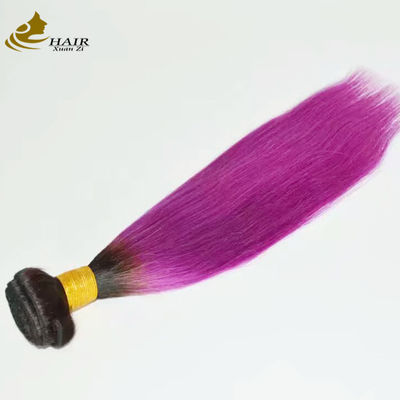 Color rosa suave Ombre extensiones de cabello de tejido Restos rectos