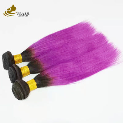 Color rosa suave Ombre extensiones de cabello de tejido Restos rectos