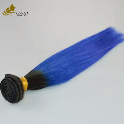 Niña Brasileña en bruto Ombre Extensiones de cabello humano Envases Azul 1B