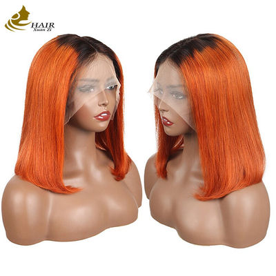 130% Densidad 1b/ Naranja Peruca de cabello humano personalizada Perucas de cabello humano cortas