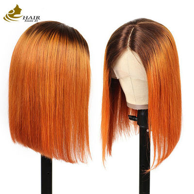 130% Densidad 1b/ Naranja Peruca de cabello humano personalizada Perucas de cabello humano cortas