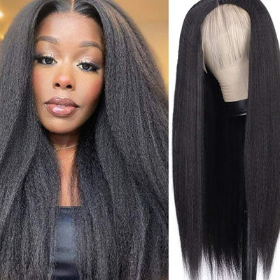 Perucas sin gorro sin pegamento Cabello humano 360 Kinky recto ODM