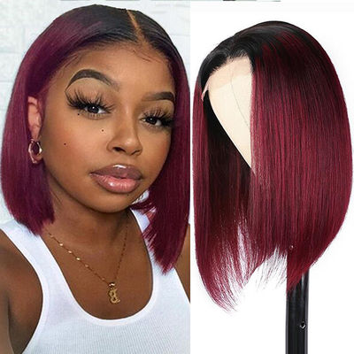 Color personalizado Peruca de encaje delantera Bob 100% de pelo humano brasileño Peruca de encaje
