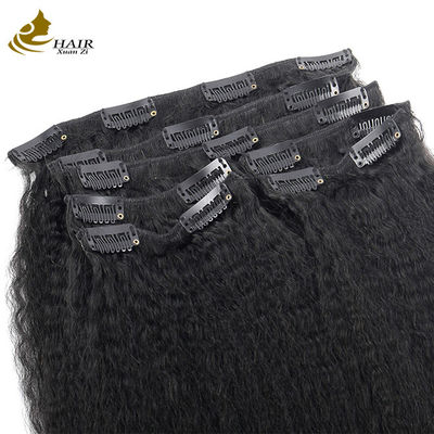 Natural Kinky Clip recto en las extensiones de cabello paquetes de 30 pulgadas OEM