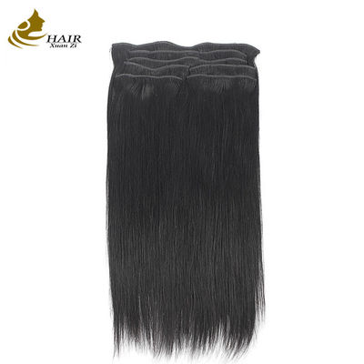 Cabello largo recto brasileño tejido negro de color marrón ramas de cabello humano clip en