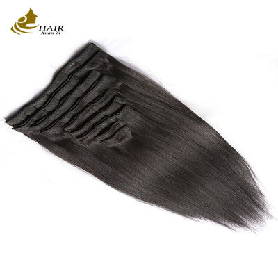 Cabello largo recto brasileño tejido negro de color marrón ramas de cabello humano clip en