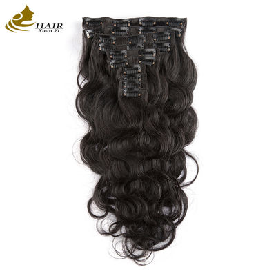La onda del cuerpo humano Remy 18 pulgadas rizado clip en extensiones de cabello
