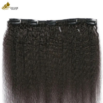 Yaki Kinky Malasia Tejido de cabello sin costura clip en extensiones 7pcs