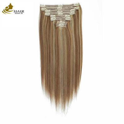 10 piezas Clip peruano en extensión cola de caballo Fresa rubia verdadero cabello humano