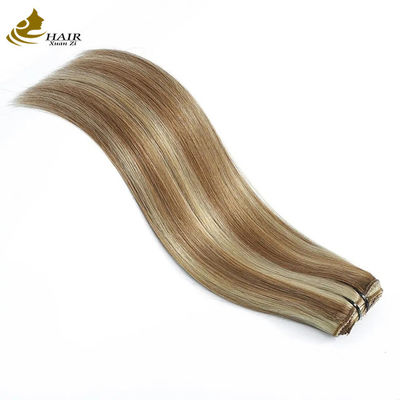 10 piezas Clip peruano en extensión cola de caballo Fresa rubia verdadero cabello humano