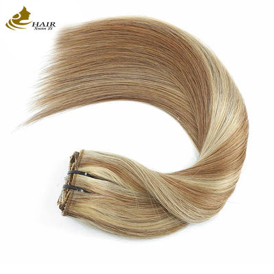 10 piezas Clip peruano en extensión cola de caballo Fresa rubia verdadero cabello humano